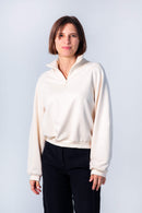Troyer Sweatshirt mit Reißverschluss und cropped Länge
