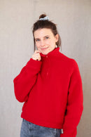 Detail des Troyer-Kragens mit Reißverschluss bei Sweatshirt Alice